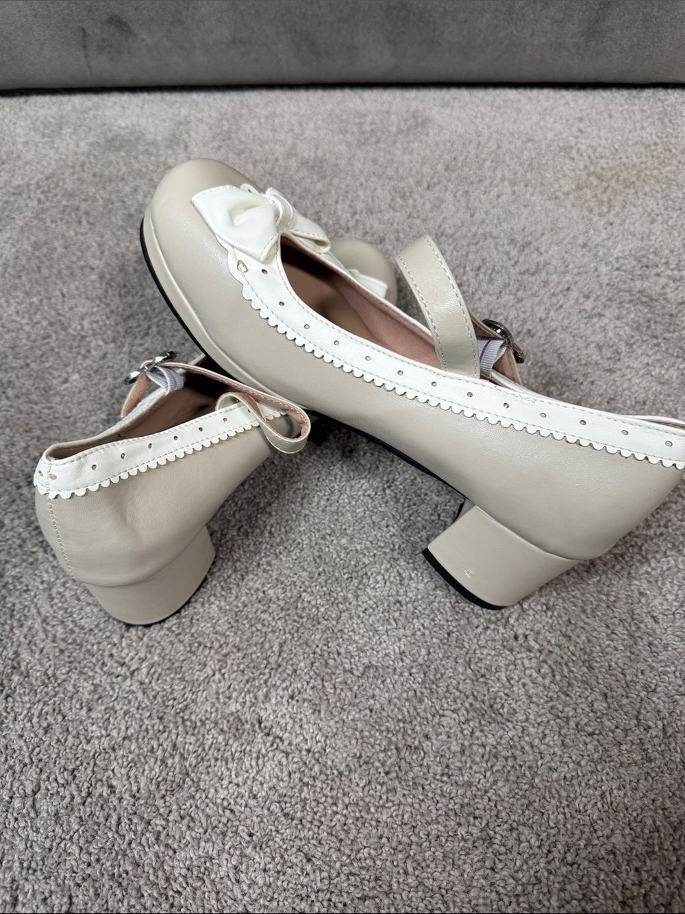 Women’s Chunky Heel Mary Jane Pumps Cute Bow Hearts Round Toe Size 9.5 NEW *READ - Picture 9 of 15